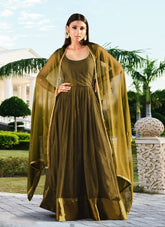 Pretty looking Gown in Olive Colour